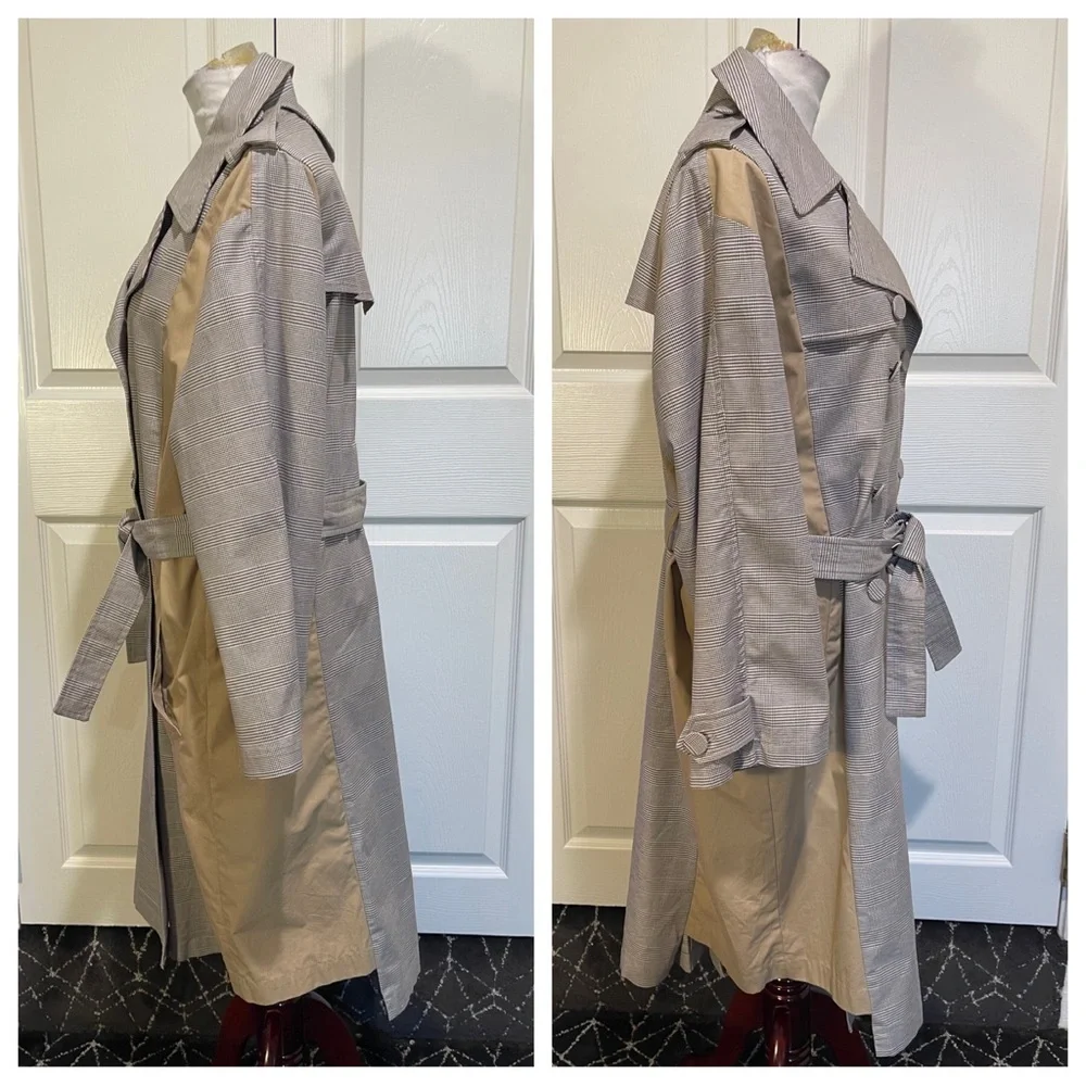 ZARA Contrast Houndstooth Trench Coat